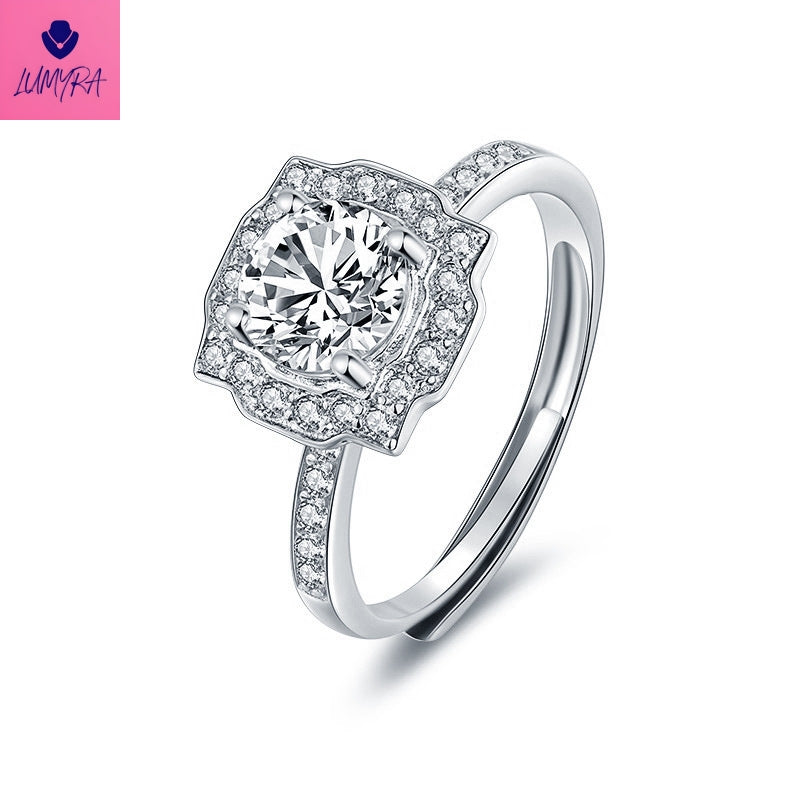 1CT 925 Silver Moissanite Female Ring | Sugar Cube | Heart Shape | Snowflake