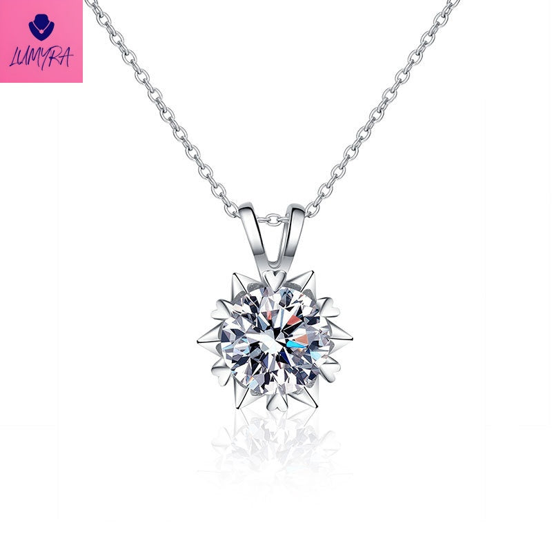 925 Sterling Silver Moissanite Snowflake Necklace