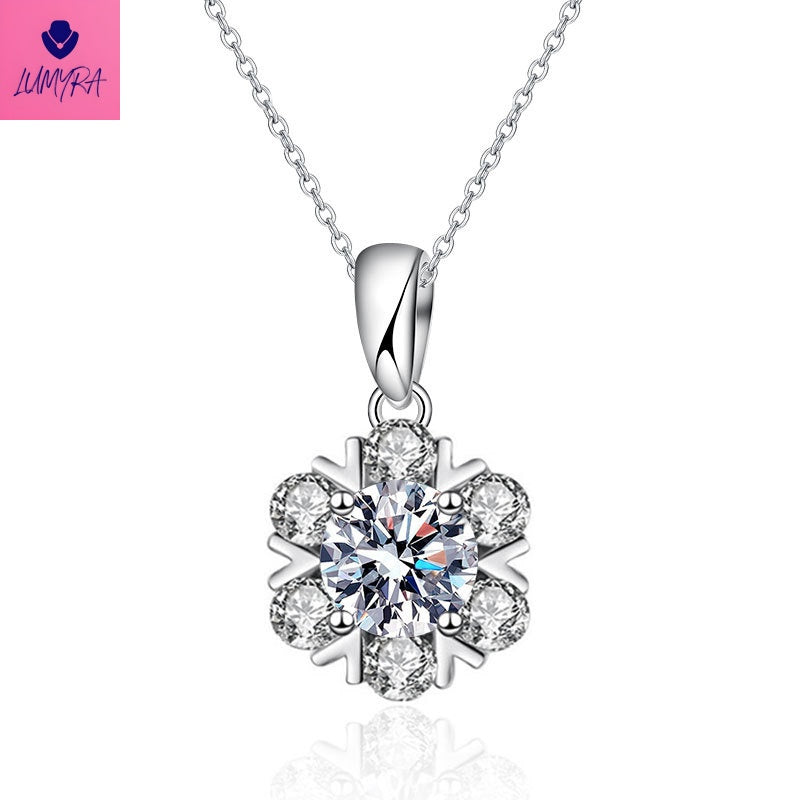 925 Sterling Silver Moissanite Snowflake Necklace