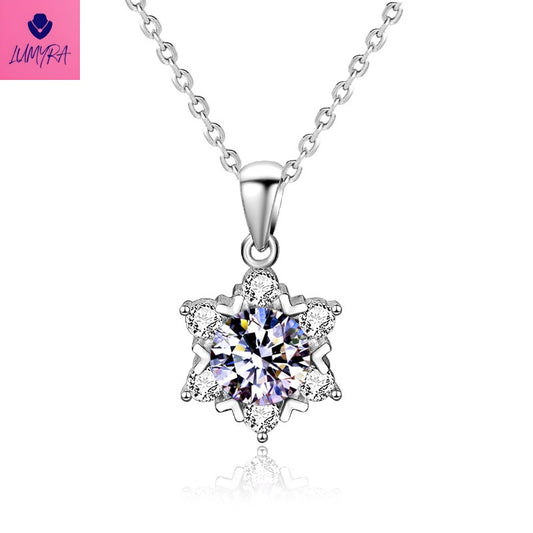 925 Sterling Silver Moissanite Snowflake Necklace