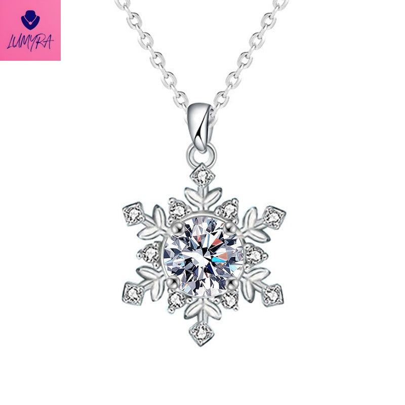 925 Sterling Silver Moissanite Snowflake Necklace